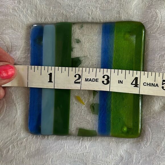 Art Coaster Hand Crafted Fused Glass Colorful OOAK - Picture 4 of 10